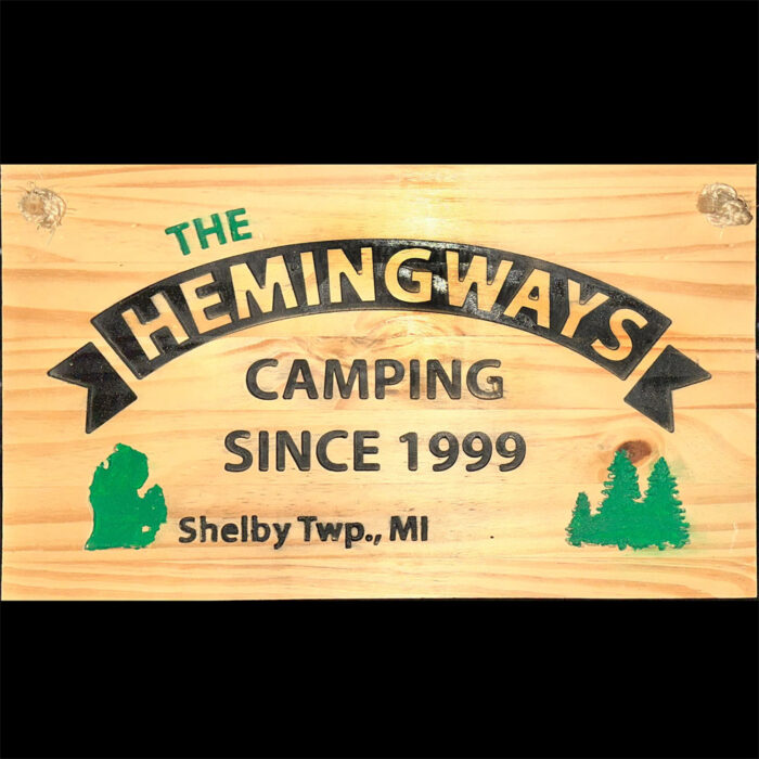 Camp hanging sign