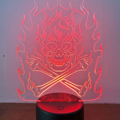 LED light Acrylic Flaming Skull
