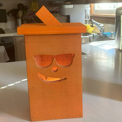 Wooden Halloween lantern made of cedar